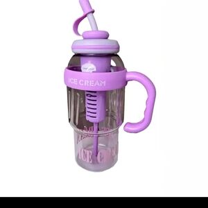 Purple Ice Cream design Plastic Water Bottle with Straw 43.96oz. With Fruit Infu